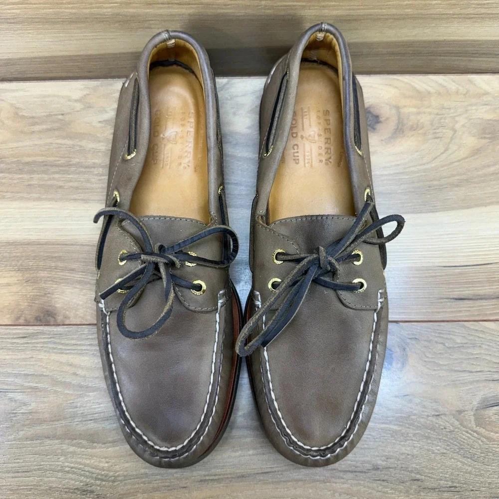 Sperry Gold Cup Boat Dock Loafers Mens 11 M Brown Leather Beach Travel Resort